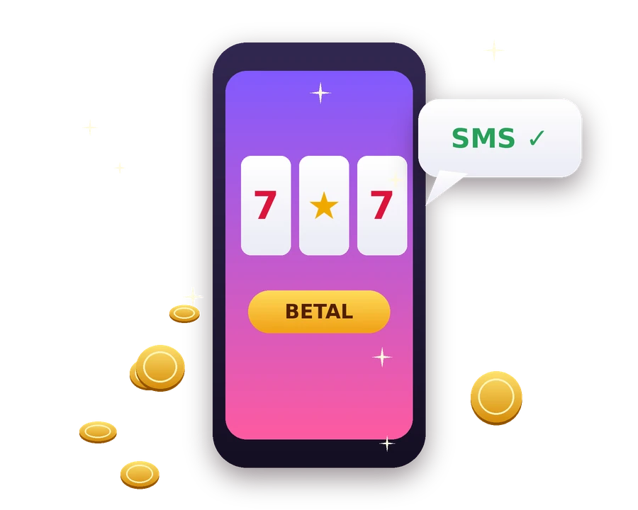 Spilleautomat med diamanter og en mobiltelefon, der illustrerer mobilbetaling