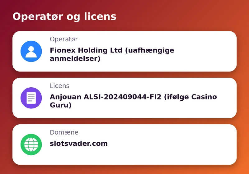 SlotsVader: operatør, licens og domæne